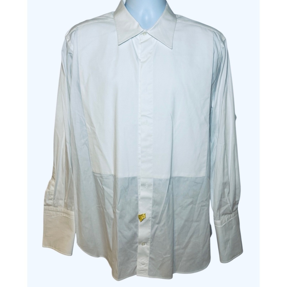 SUITSUPPLY White Tuxedo Shirt Men's 46/18 Long Sleeve Cotton French Cuffs - Picture 2 of 10